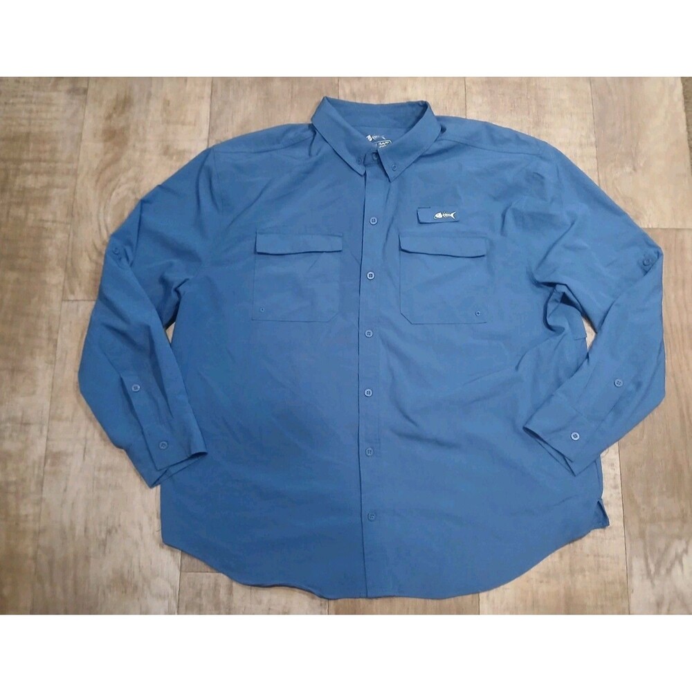 Silver Bait Shirt Mens 2XL Blue Long Sleeve Button Up Fishing Outdoor
